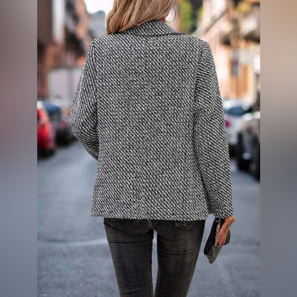 SHEIN LUNE Solid Double Breasted Blazer,Size S - Picture 2 of 15